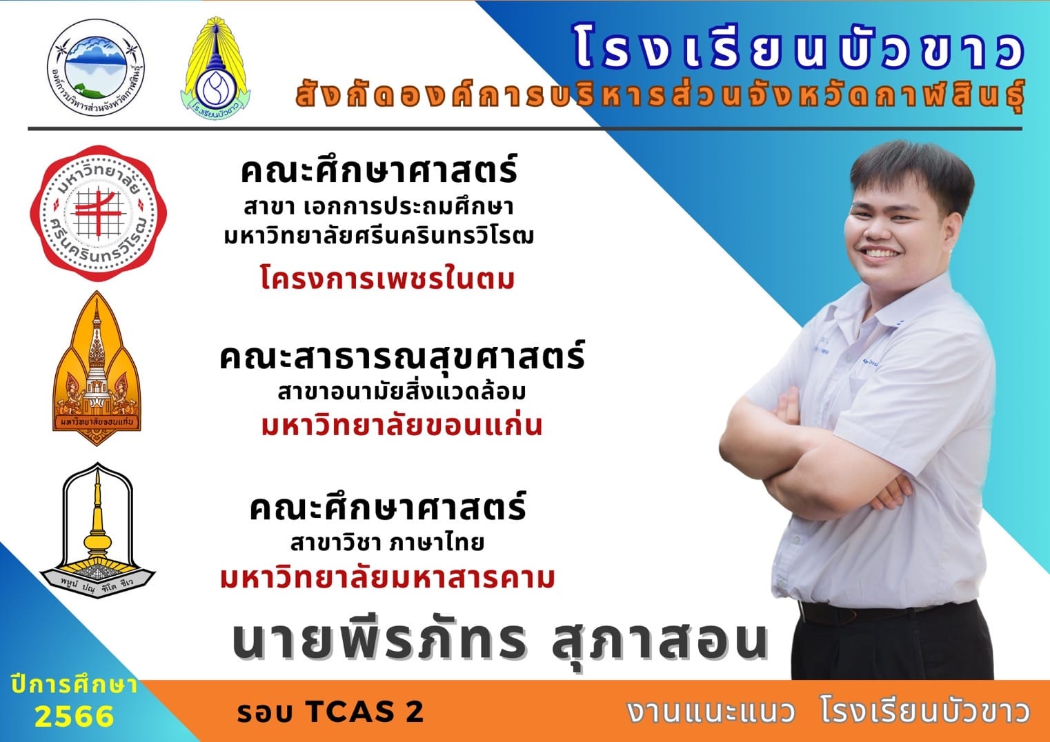 ขอแสดงความยินดีกับนักเรียนกับผลการสอบเข้ามหาวิทยาลัย