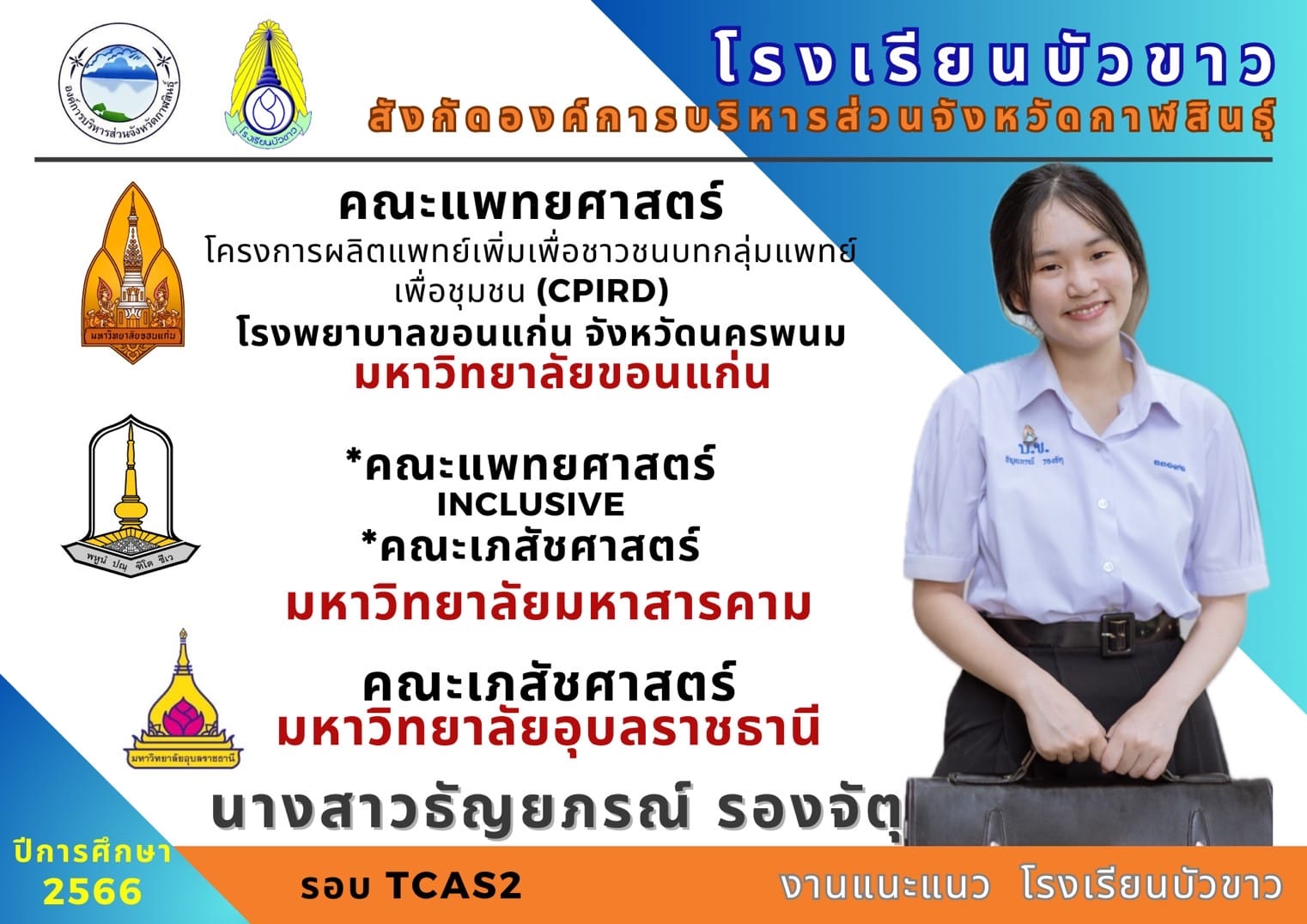 ขอแสดงความยินดีกับนักเรียนกับผลการสอบเข้ามหาวิทยาลัย